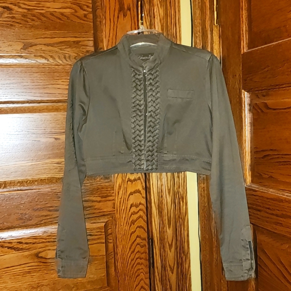 Younique Olive Green Cropped Military-Style Jacket